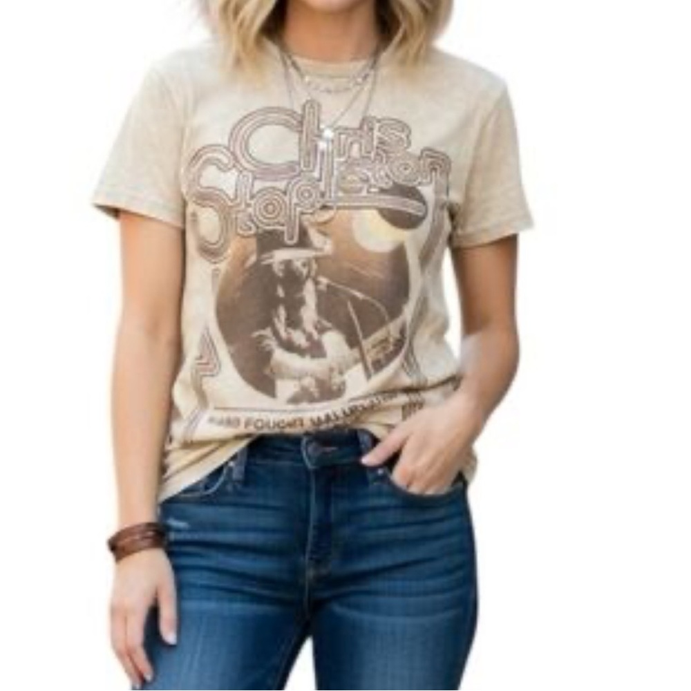 Chris Stapleton Mineral Washed Tan Graphic Tee S